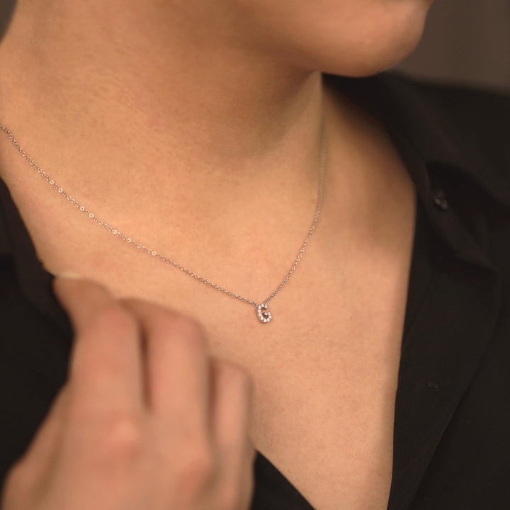 14K Solid Gold Diamond Initial Necklace – Personalized Bezel Letter Pendant