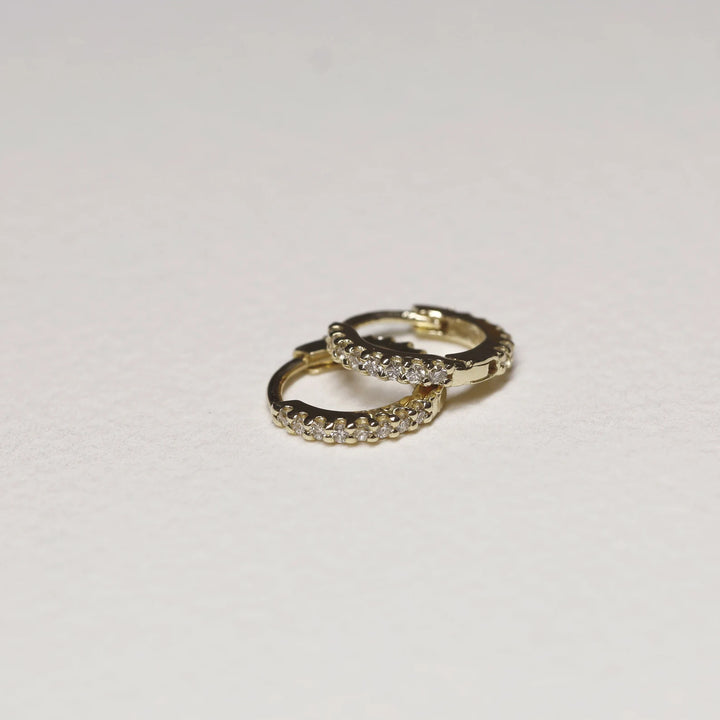 Full Eternity Lab Grown Diamond Huggie Hoop Earrings – 9mm, 14K Gold, Single or Pair