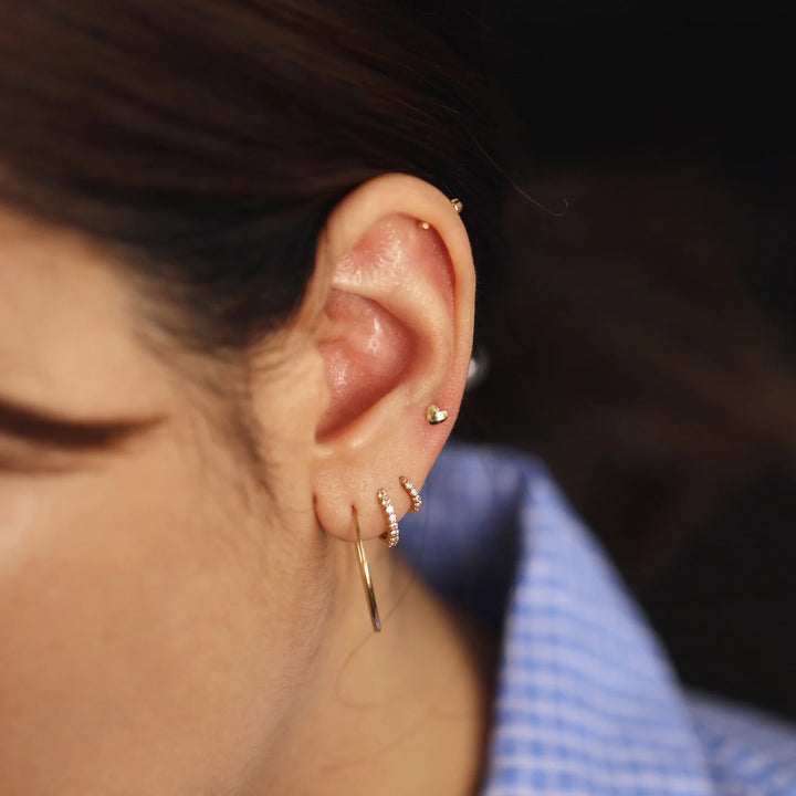 Heart Padlock Stud Earrings in 14K Solid Gold