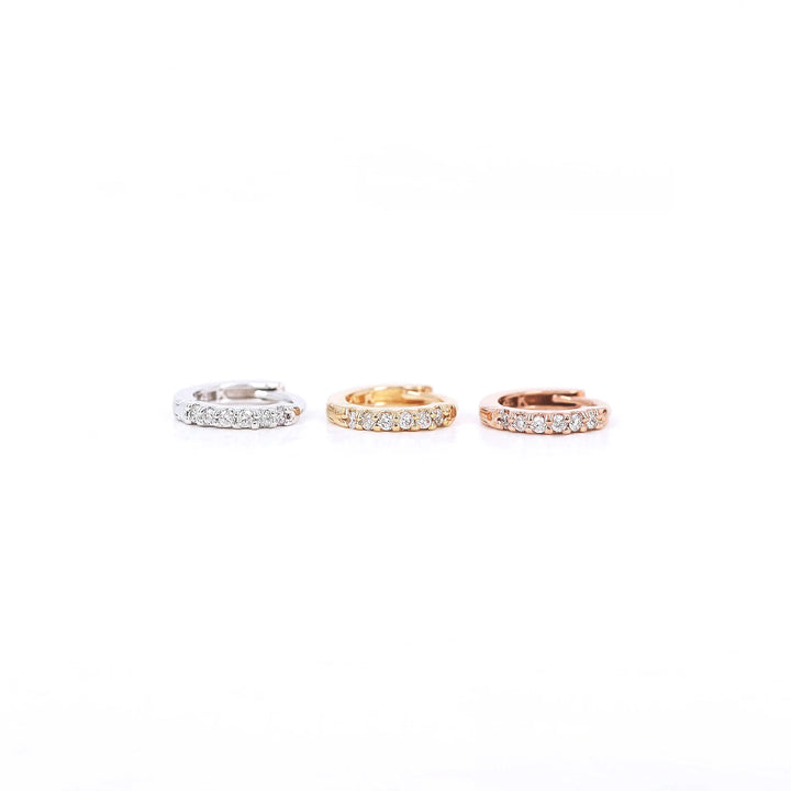 Lab Grown Diamond Huggie Hoop 9mm Earrings – 14K Gold Single or Pair
