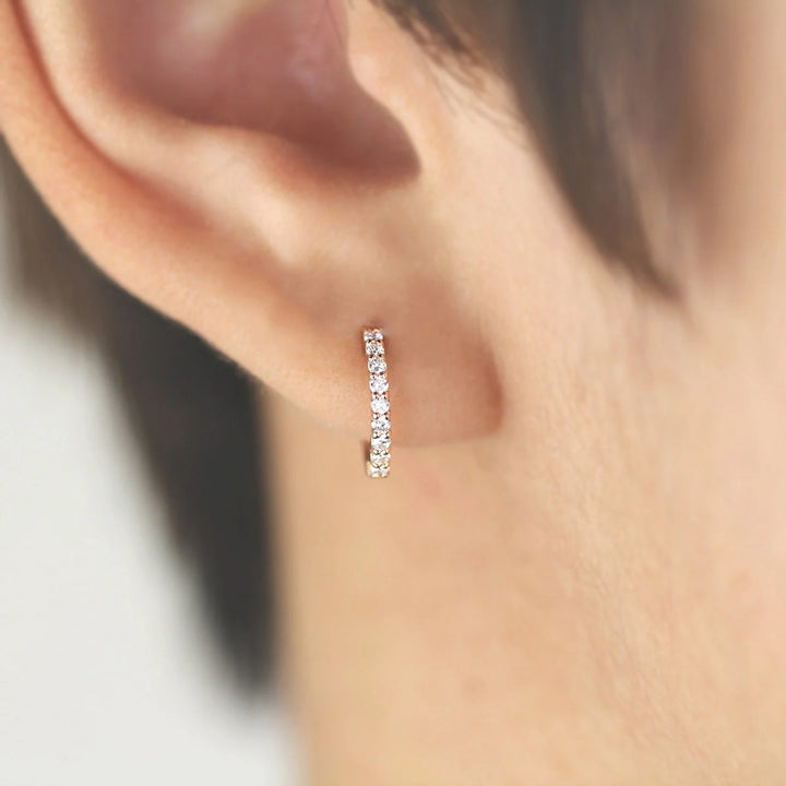 Lab Grown Diamond Huggie Hoop 11mm Earrings – 14K Gold Single or Pair