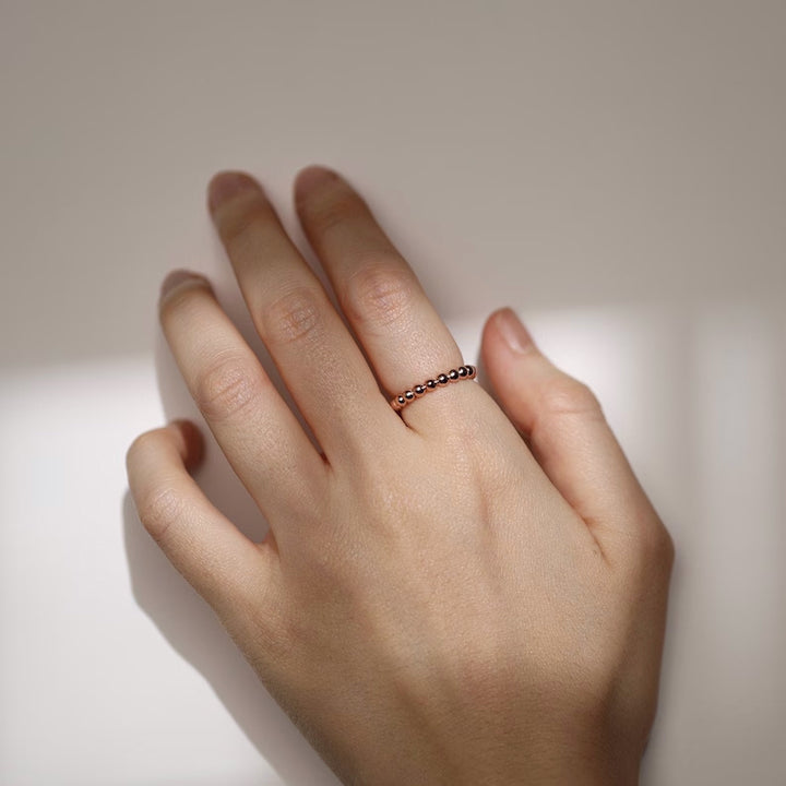 Beaded Stackable 14K Gold Ring (2mm Beads)