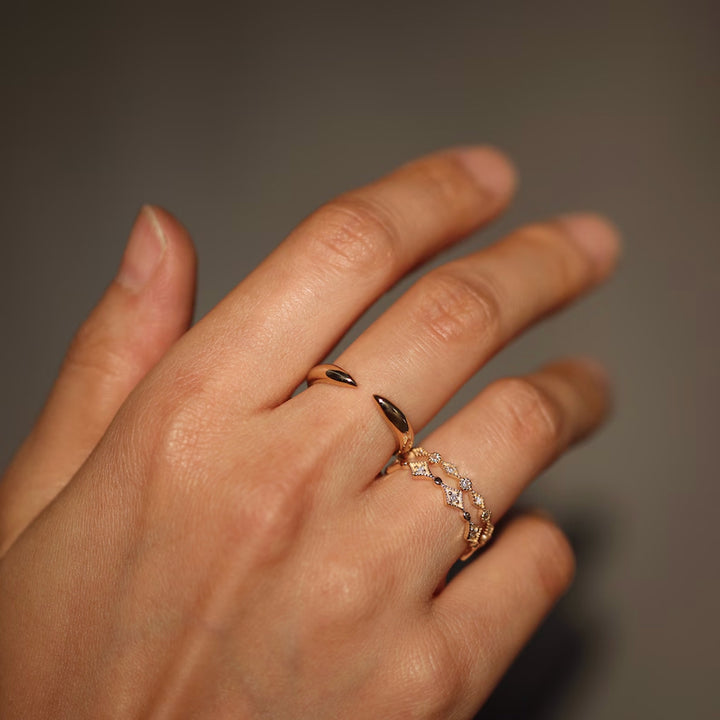 Open Cuff Ring – 14K Solid Gold Claw Band