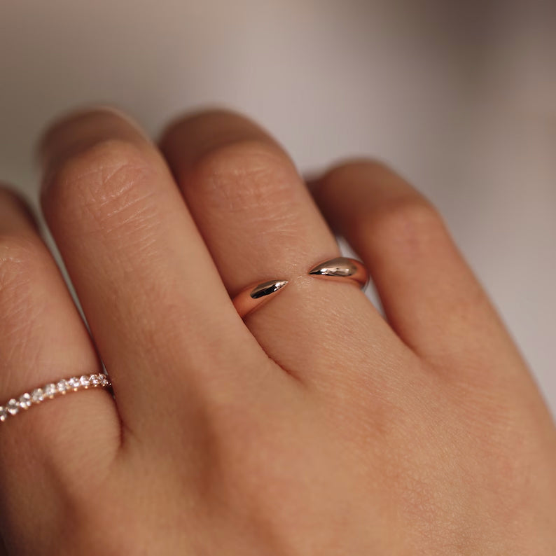 Open Cuff Ring – 14K Solid Gold Claw Band