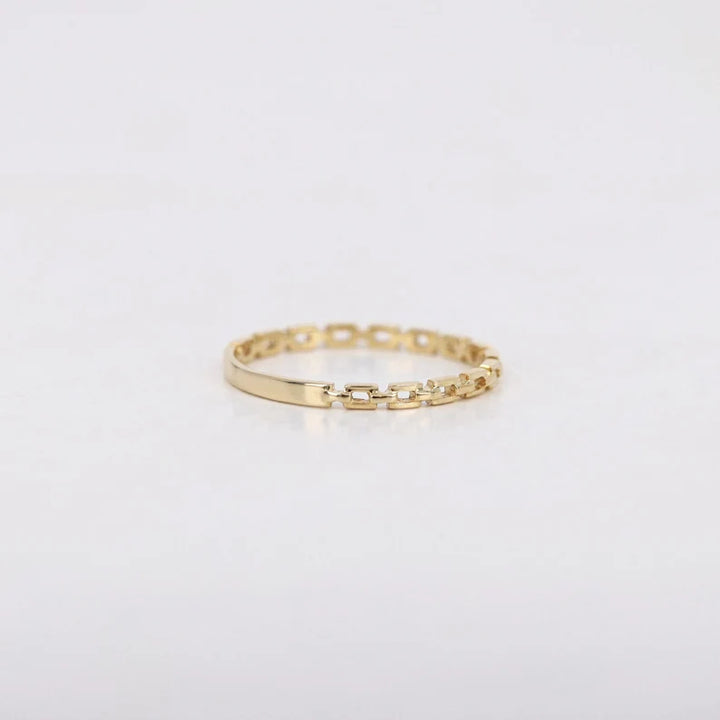 Link Chain Ring – 14K Solid Gold Statement Band for Layering