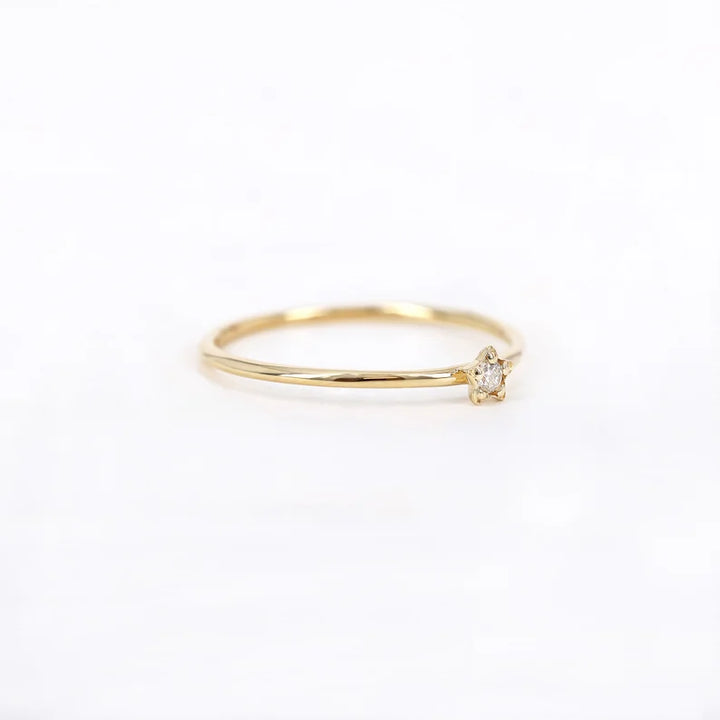 Dainty Star Diamond Ring in 14K Gold