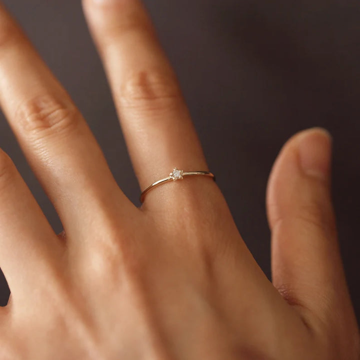 Dainty Star Diamond Ring in 14K Gold