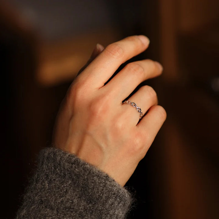 Chain Link Ring – 14K Solid Gold Half Eternity Band