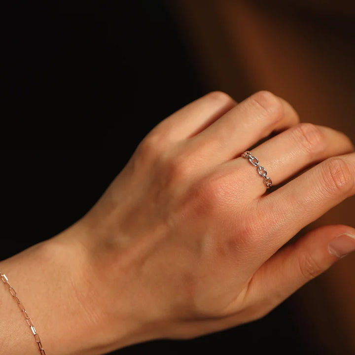 Chain Link Ring – 14K Solid Gold Half Eternity Band