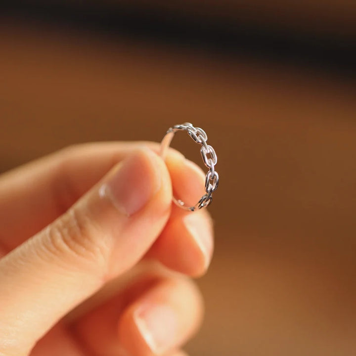 Chain Link Ring – 14K Solid Gold Half Eternity Band