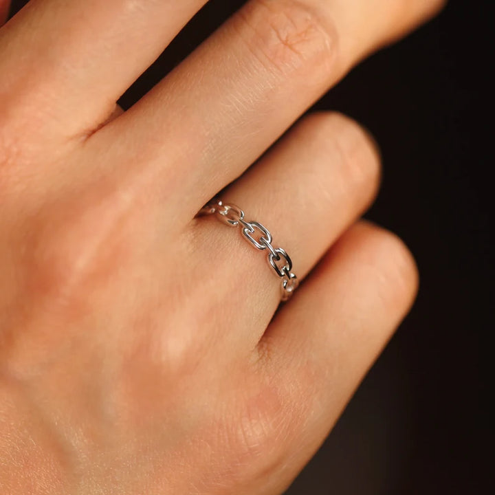 Chain Link Ring – 14K Solid Gold Half Eternity Band