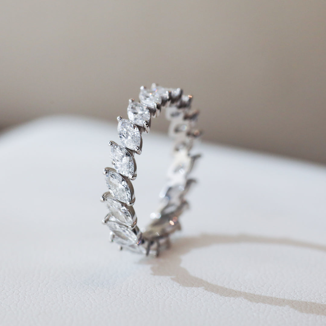 Marquise cut Lab Grown Diamond Eternity Ring Wedding Band 3 ct.tw.