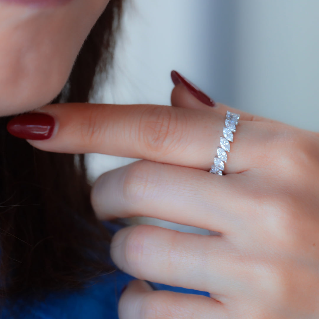 Marquise cut Lab Grown Diamond Eternity Ring Wedding Band 3 ct.tw.