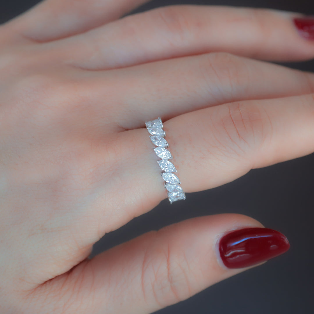 Marquise cut Lab Grown Diamond Eternity Ring Wedding Band 3 ct.tw.