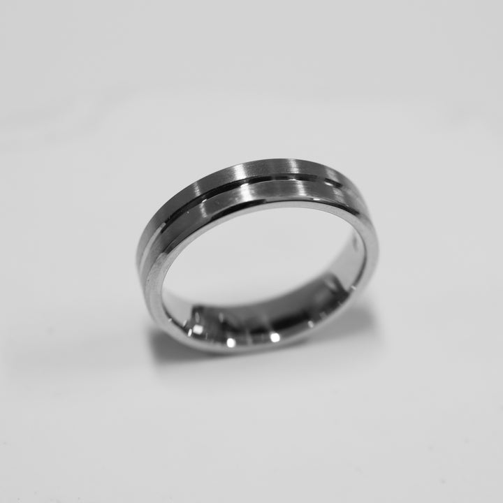 Lined Men Wedding Band Ring