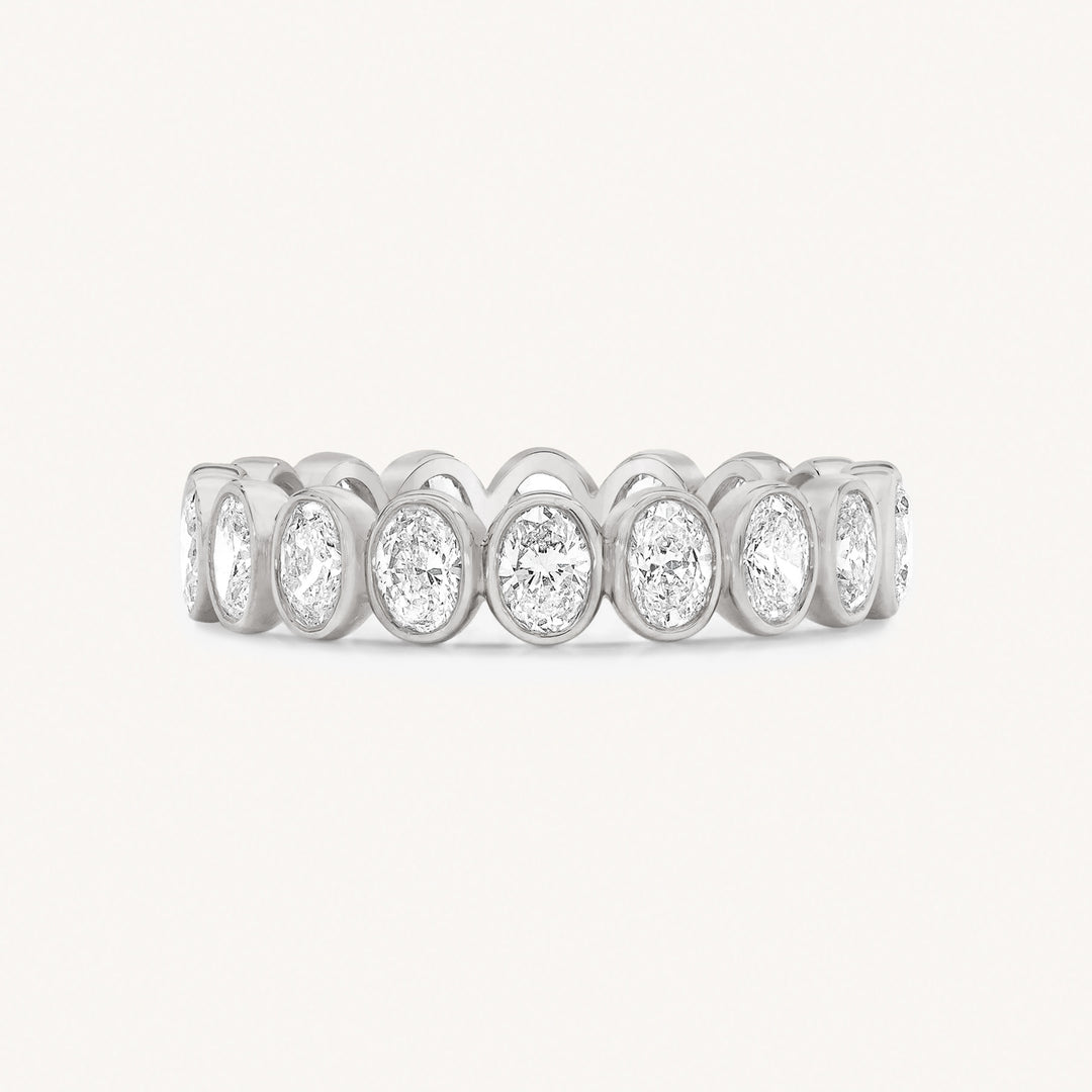 Bezel Set Oval-Cut Lab Diamond Full Eternity Band Ring, 2.5 ctw.