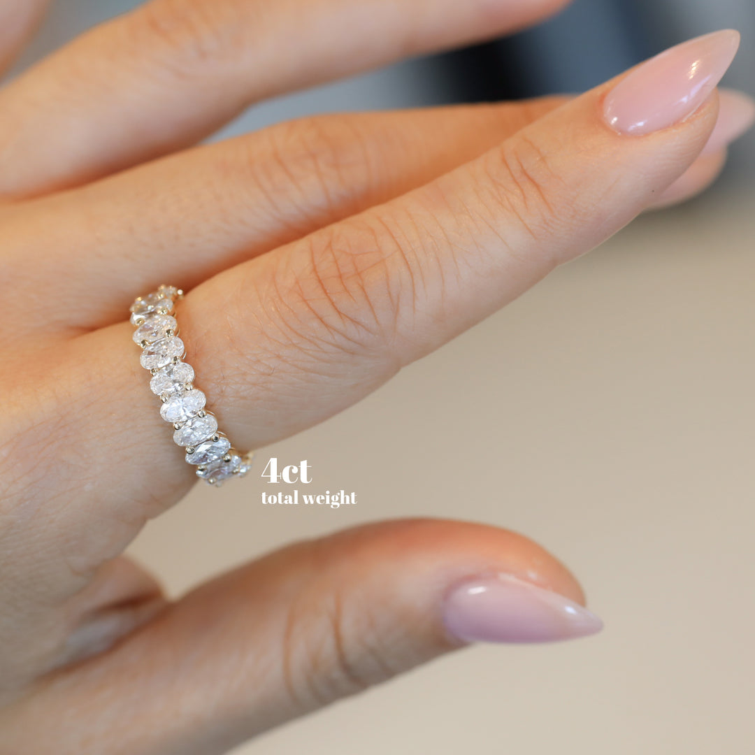 Full Eternity Band with Oval Lab Diamonds Ring - 3ctw. 4ctw. 5ctw. 6ctw.