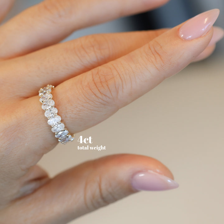 Full Eternity Band with Oval Lab Diamonds Ring - 3ctw. 4ctw. 5ctw. 6ctw.