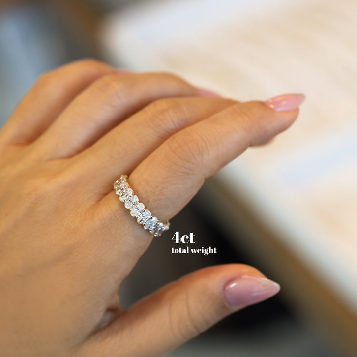 Full Eternity Band with Oval Lab Diamonds Ring - 3ctw. 4ctw. 5ctw. 6ctw.