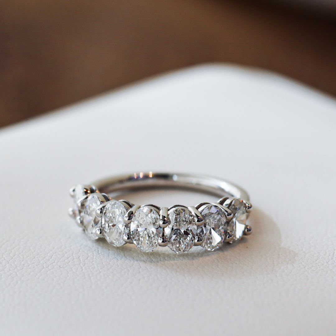 Lab-Grown Oval-Cut Diamond Half Eternity Ring – 7-Stone