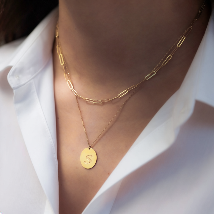 Paperclip Chain Necklace 14K Solid Gold