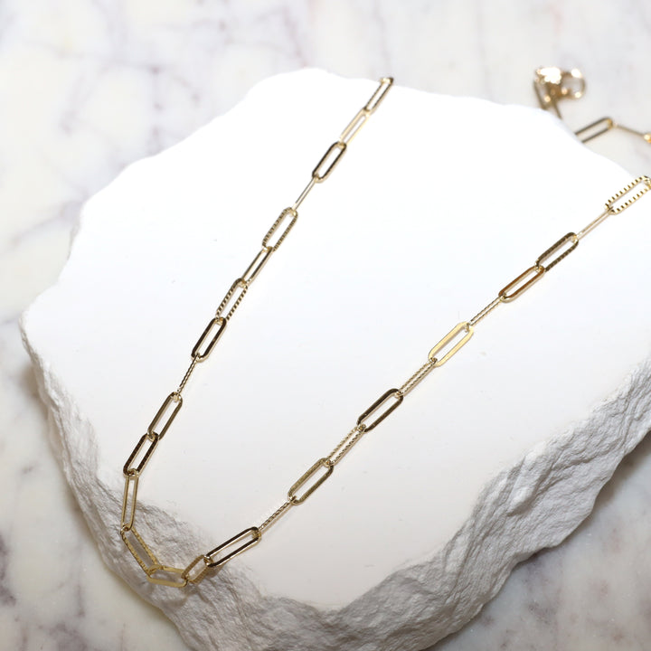 Paperclip Chain Necklace 14K Solid Gold