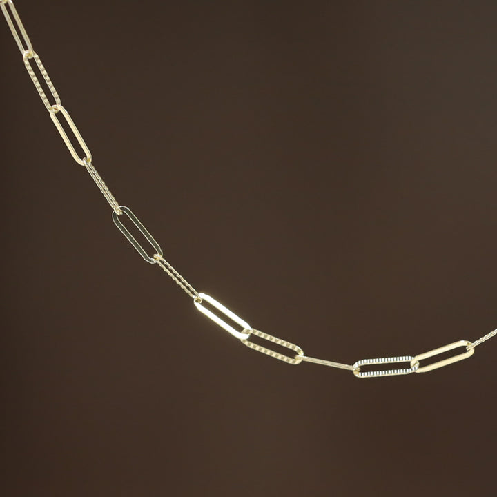 Paperclip Chain Necklace 14K Solid Gold