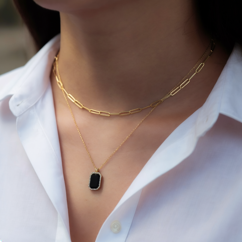 Paperclip Chain Necklace 14K Solid Gold