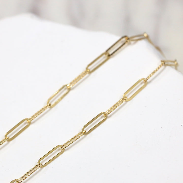 Paperclip Chain Necklace 14K Solid Gold