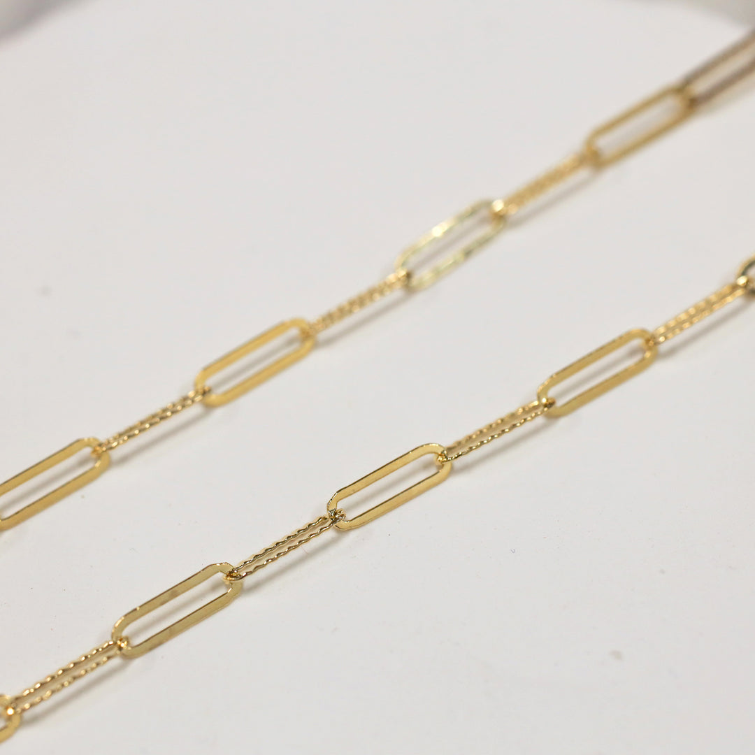Paperclip Chain Necklace 14K Solid Gold