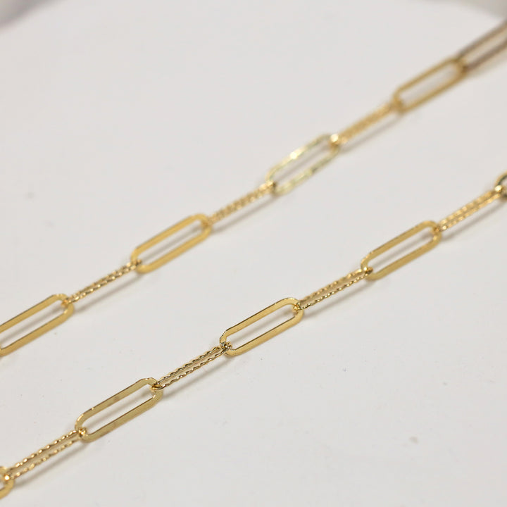 Paperclip Chain Necklace 14K Solid Gold
