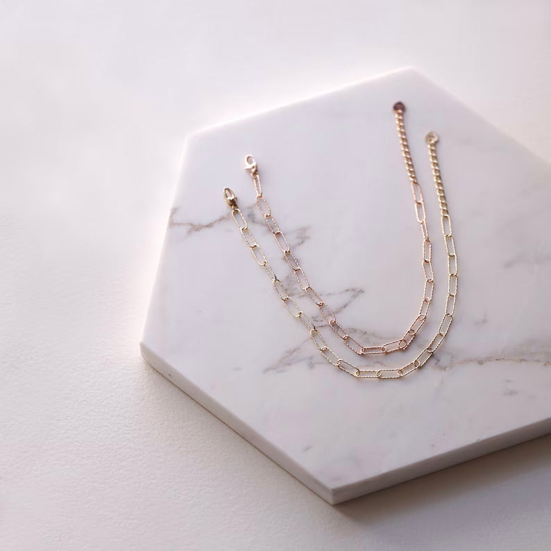 Paperclip Chain Bracelet 14K Solid Gold