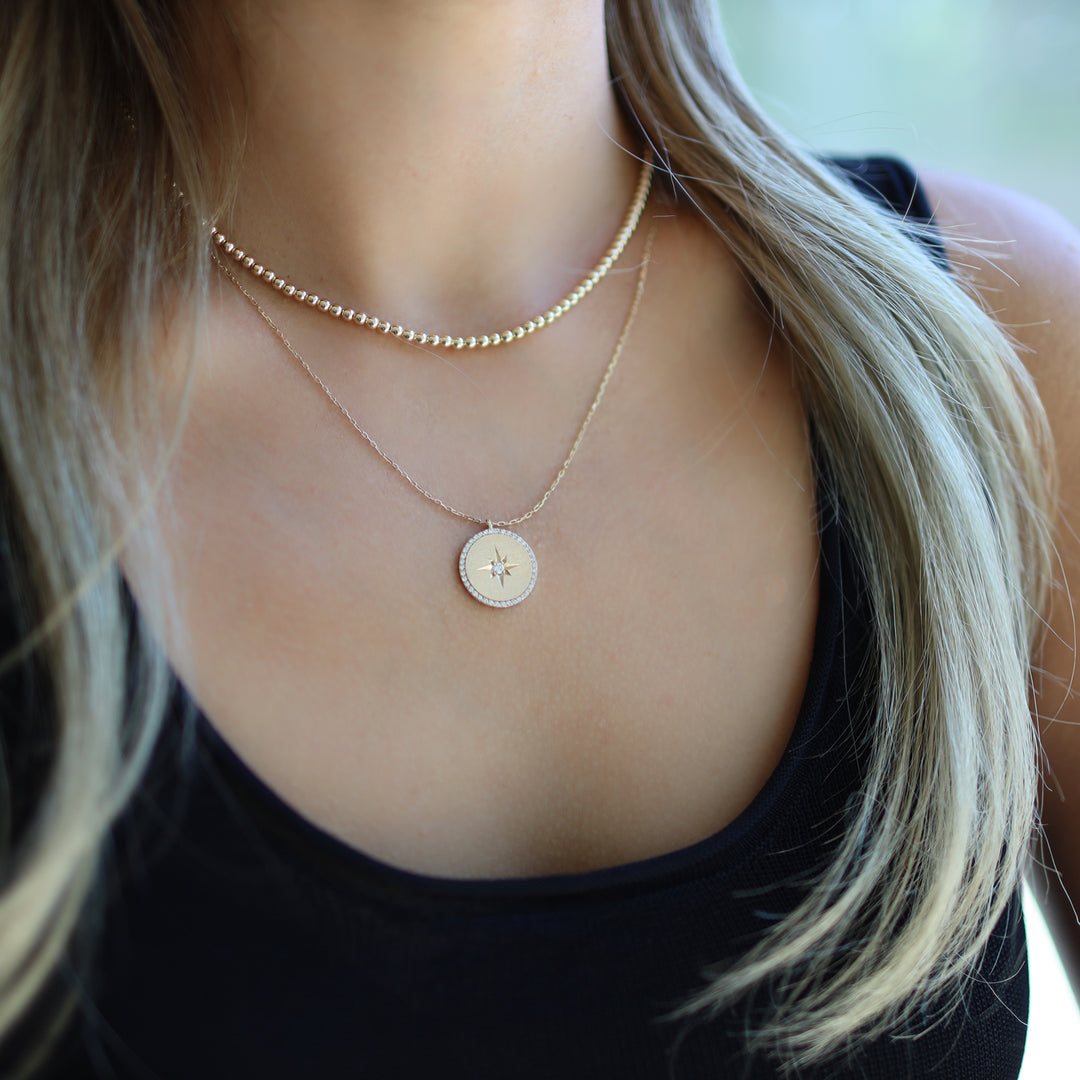 3mm 14K Solid Gold Ball Necklace