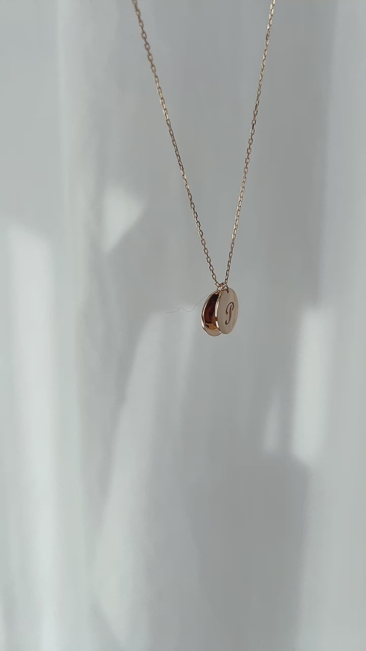14K Real Gold Custom Charm Initial Disk Layering Necklace