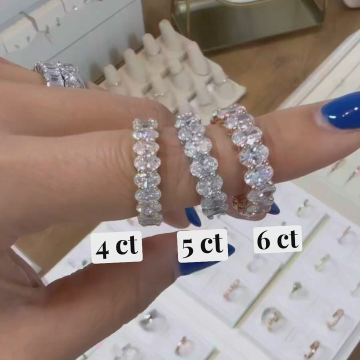 Full Eternity Band with Oval Lab Diamonds Ring - 3ctw. 4ctw. 5ctw. 6ctw.