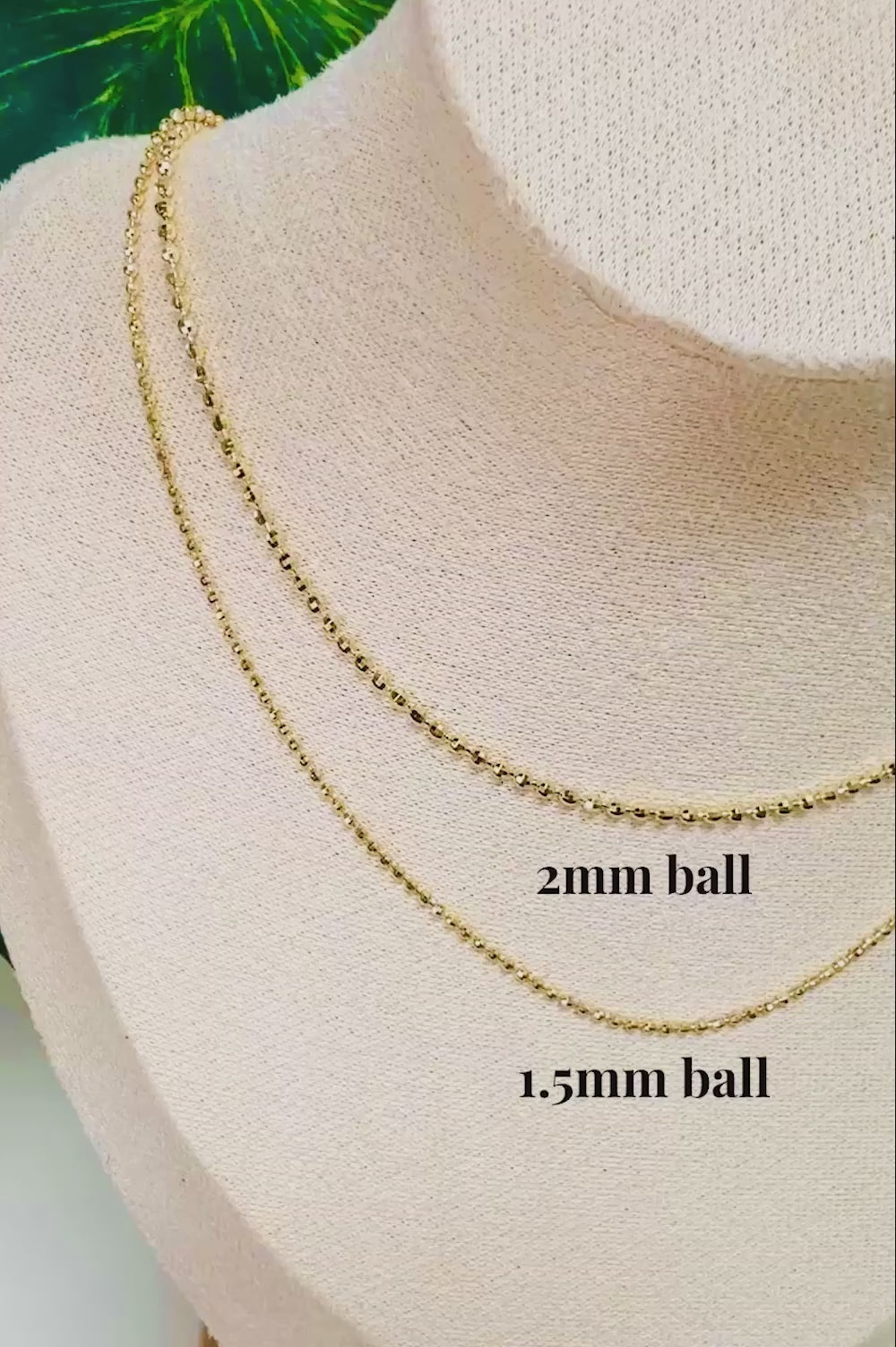 14K Solid Gold Disco Ball Chain | Ball Dainty Chain | 1mm, 1.5mm, 2mm Gold Ball Necklace