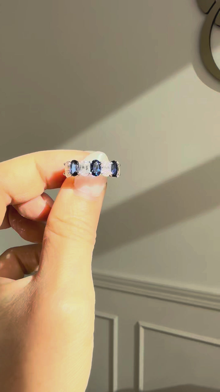 Full Eternity Band with Oval Lab Diamonds and Lab Sapphires Ring