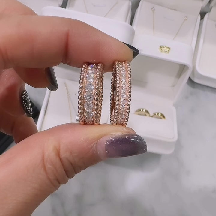 Lab Grown Diamond & Beaded Eternity RIng - 14K Solid Gold Band 6mm