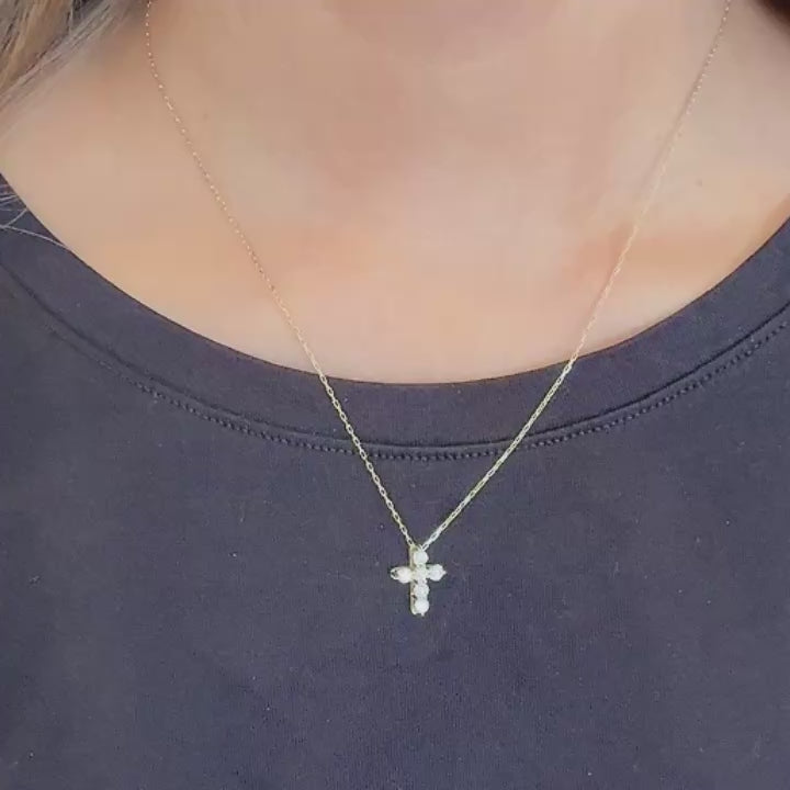 Cross Lab Diamond Necklace – 14K Gold Prong-Set Pendant
