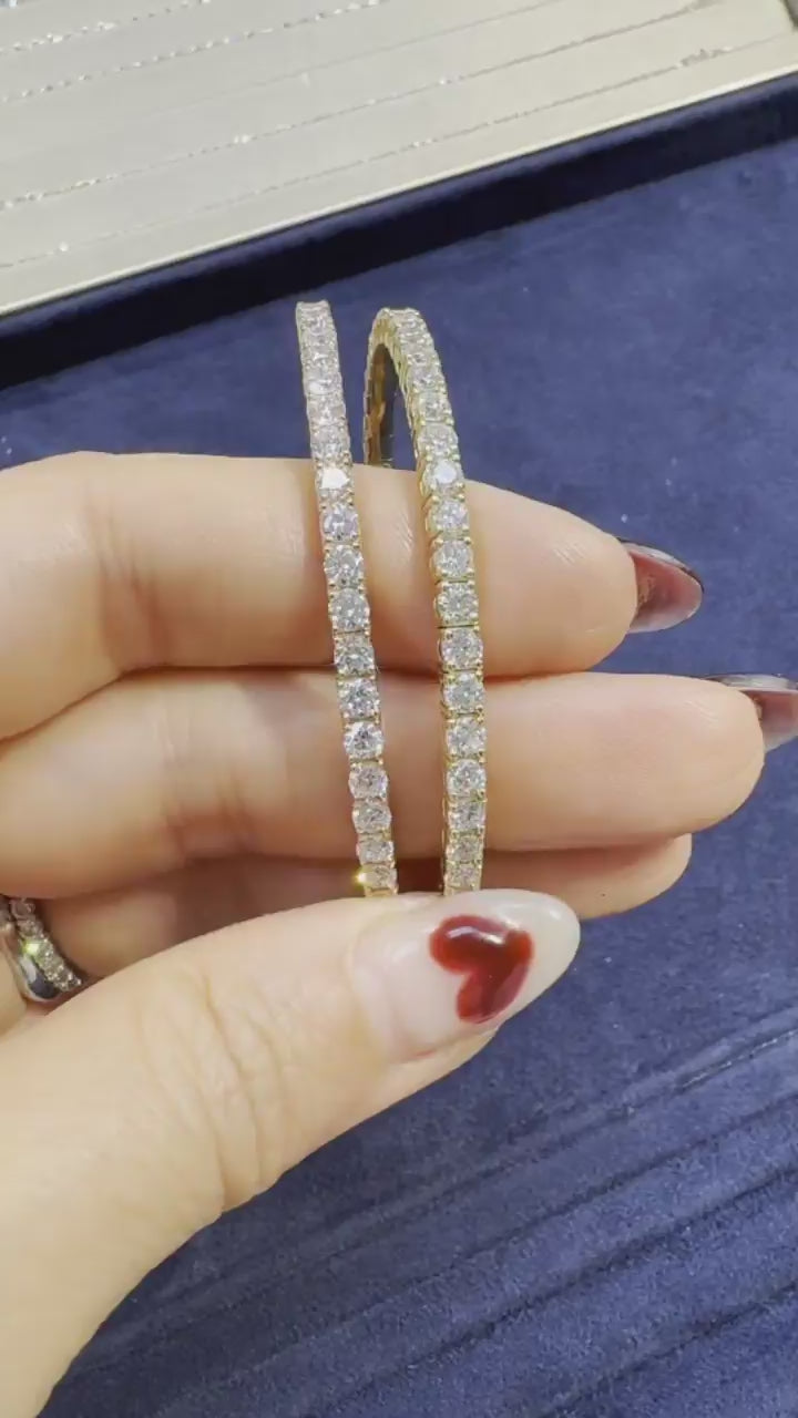 Lab Grown 5 ct. tw. Diamond Bangle Bracelet – 14K Solid Gold Tennis Bracelet