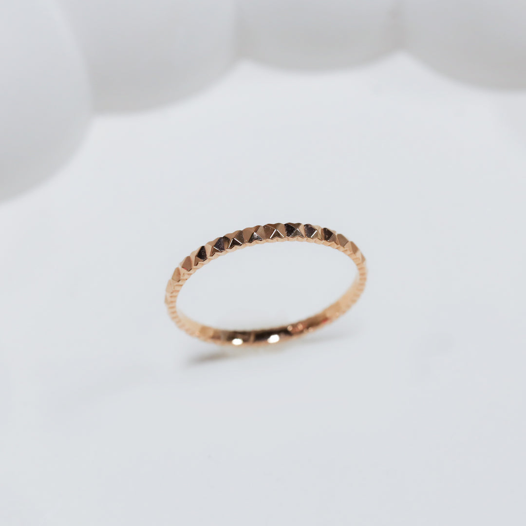 Pyramid Spike Ring – 14K Solid Gold Band