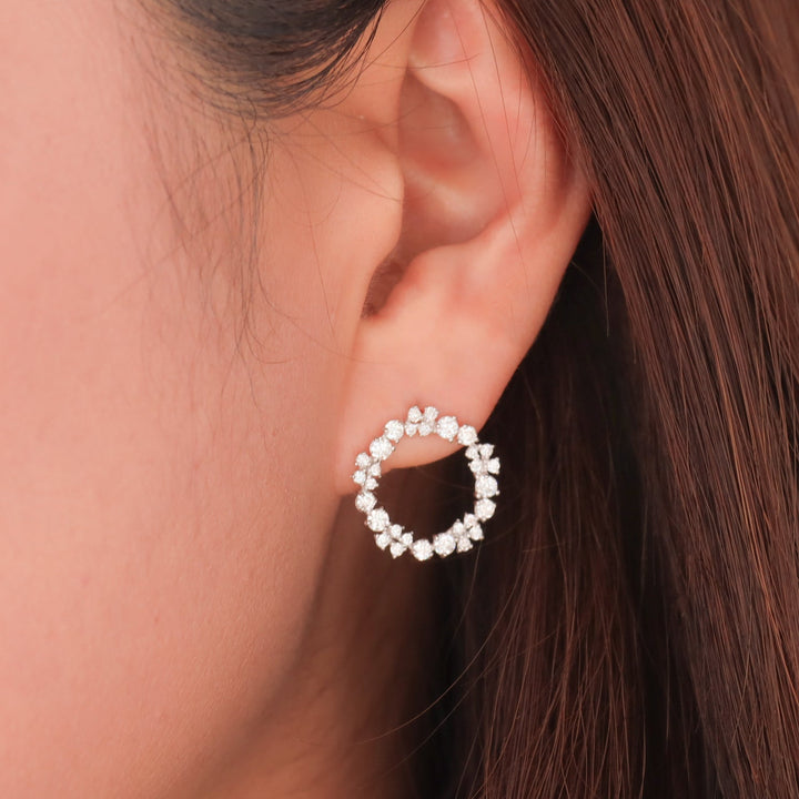 Lab Diamond Round Circle Stud Earrings – 14K Gold Earrings