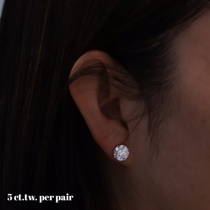 5 ctw (2.5 ct. per side) 4 Prong Round Certified Lab Grown Diamond Stud Earrings
