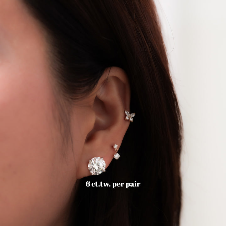 6 ctw (3 ct. per side) 4 Prong Round Certified Lab Grown Diamond Stud Earrings