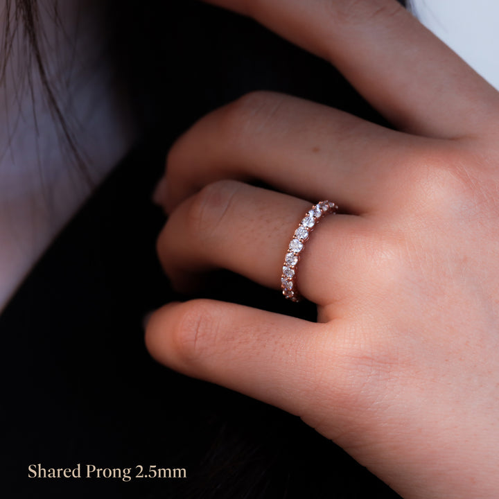 Lab Diamond Shared Prong Eternity Wedding Band RIng - 2mm, 2.5mm, 3mm