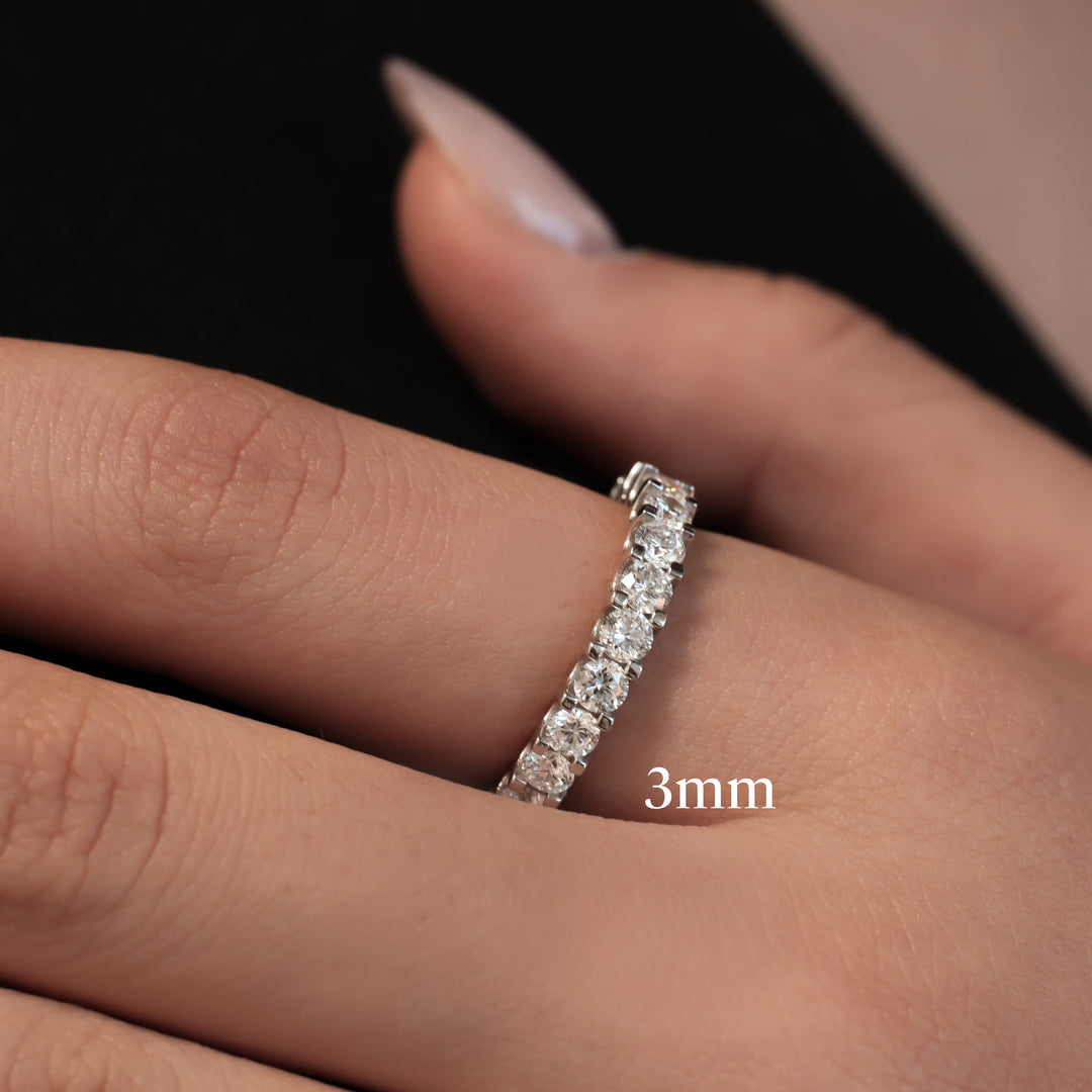 Lab Diamond Shared Prong Eternity Wedding Band RIng - 2mm, 2.5mm, 3mm