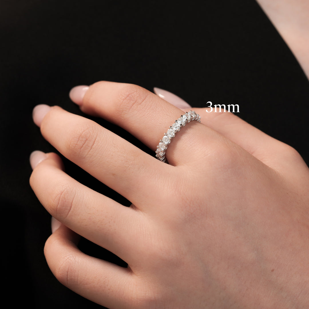 Lab Diamond Shared Prong Eternity Wedding Band RIng - 2mm, 2.5mm, 3mm