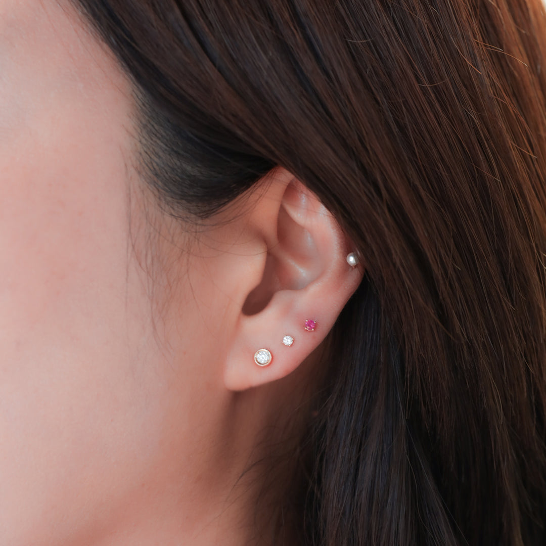 Color Pop Stud Earrings – 14K Gold Colored Gemstone Studs - 2.2mm / 0.1 ct.tw.- Single or Pair
