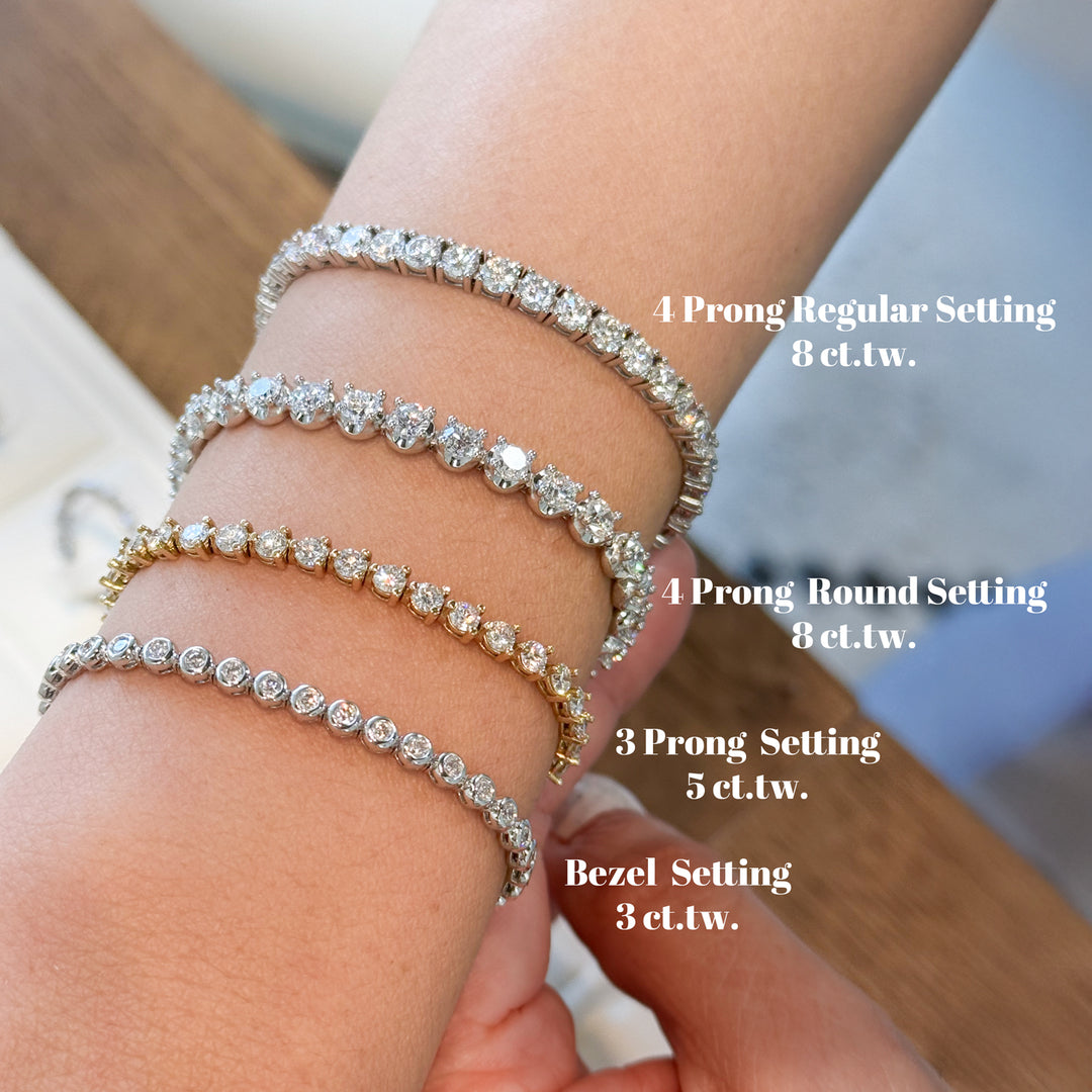 Lab Grown Diamond Bezel Tennis Bracelet in 14K Solid Gold (1.5 ct - 10 ct)