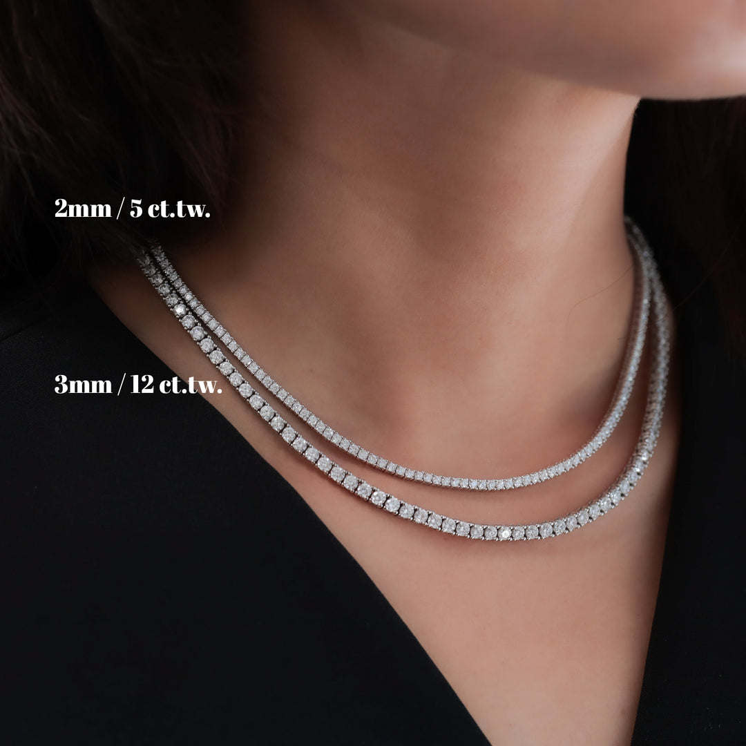 Lab Grown Diamond 4 Prong Classic Tennis Necklace in 14K Solid Gold